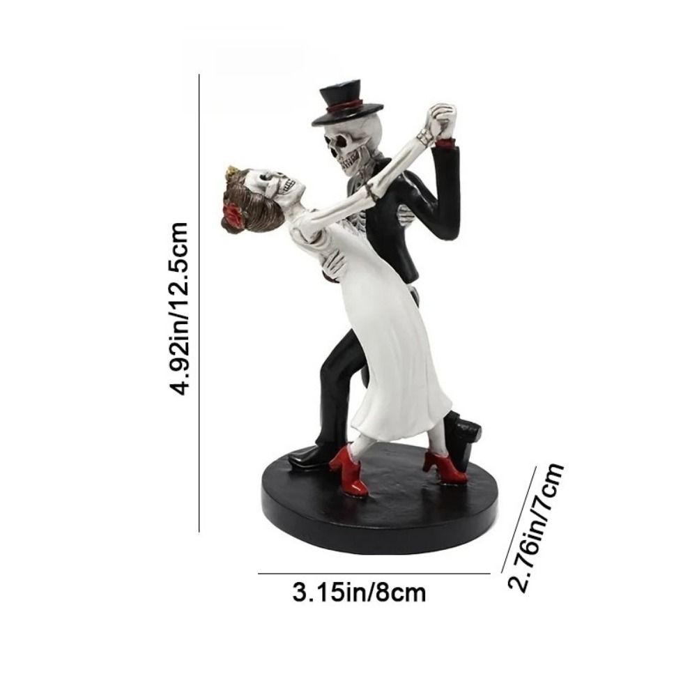 Pryskyřičná tančící kostra pár figurka mini vtipná cukrová lebka pár soška dekorativní tančící kostra figurka pro Halloween