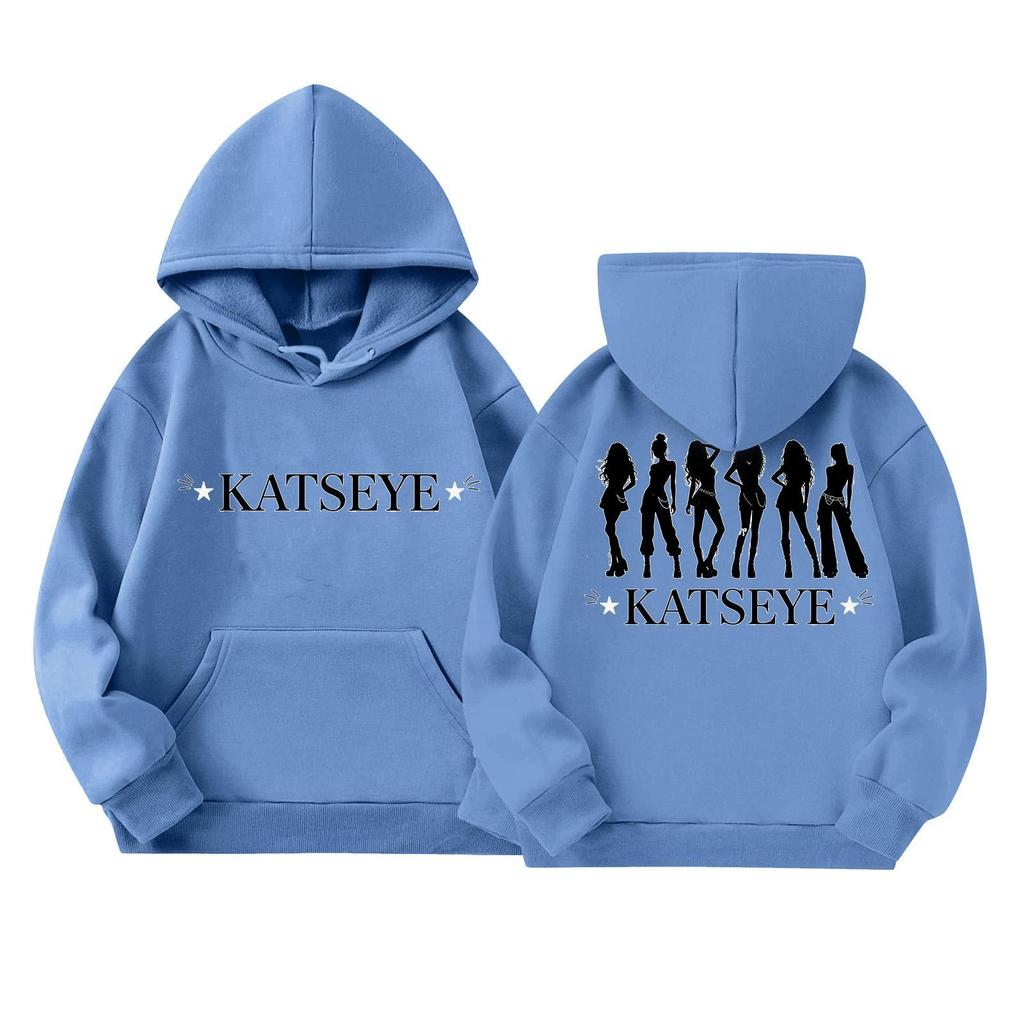 Girls' Fashion Long-Sleeve Hooded Sweatshirt with Print and Pockets