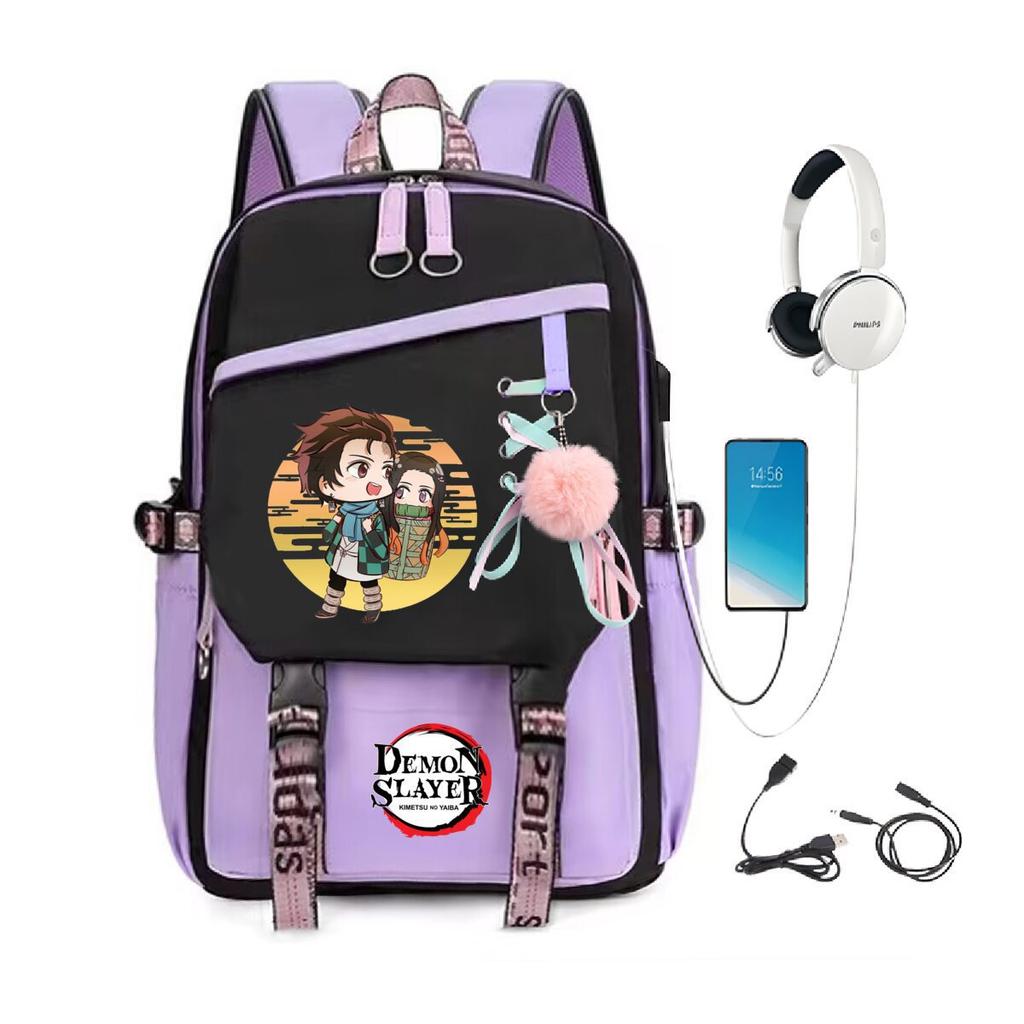 Guimai Peripheral Ridge Backpack with USB Multifunctional Student School Bag