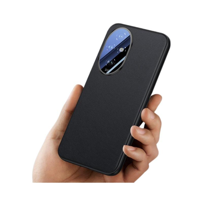 Applicable To Honor 200pro All-inclusive Lens Plain Leather Mobile Phone Case Honor 100 Metal Ring Goggles Anti-drop Protective Cover
