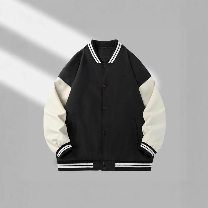 High-Quality Color Block Baseball Jacket Men Women Retro American Style Casual Fall Outerwear