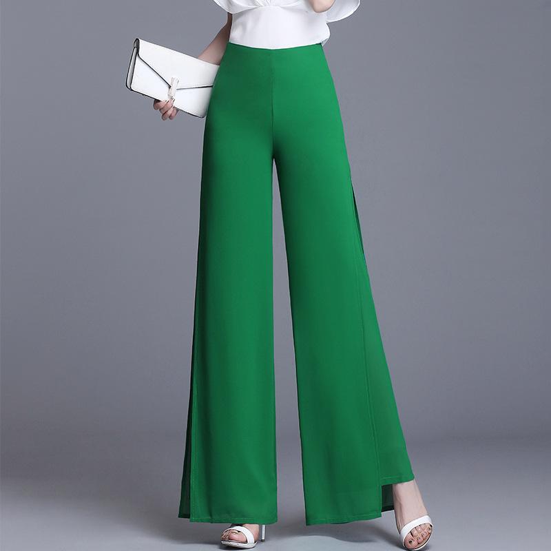 Double-layer Chiffon Wide-leg Pants, Women's Pants, High-waisted Swing-leg Pants, Split Skirt Pants, Dance Pants, Casual Pants, Long Pants