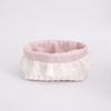 Quilted Textile Basket Gingham Lining Lace Trim Dotted Pattern for Desk