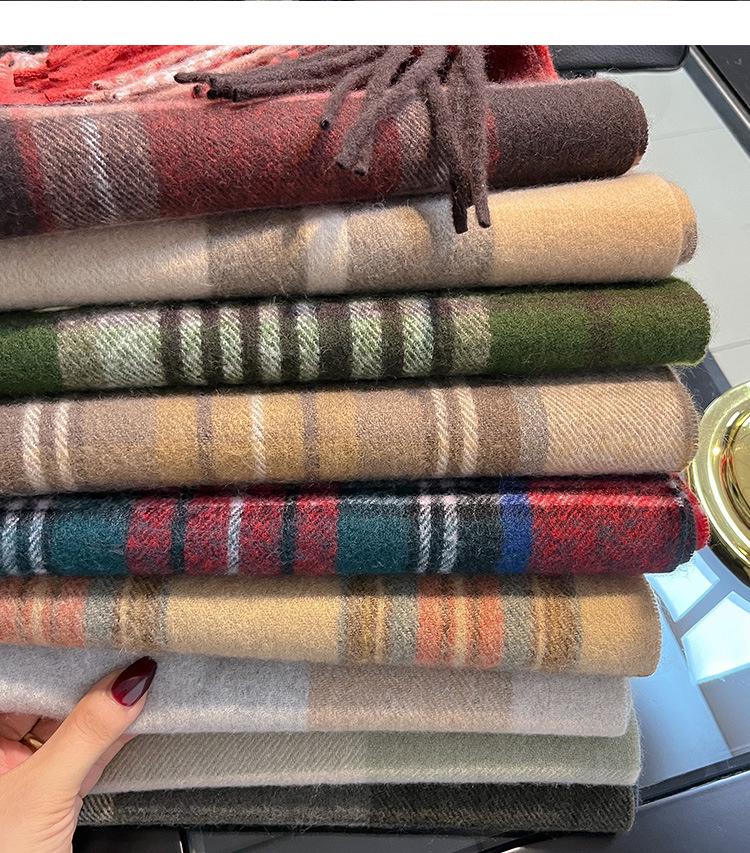 2024 British Red Plaid Imitation Cashmere Scarf: Warm Winter Gift Neck Shawl