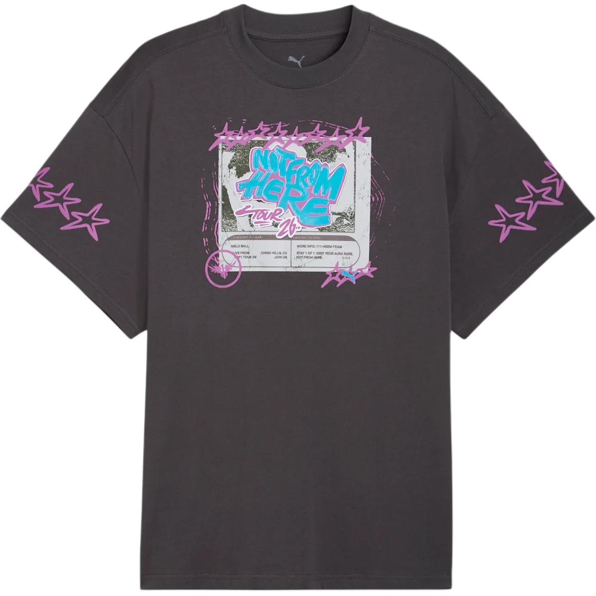 Puma X Melo X Hive Collaboration Letter Pattern Printed Loose Fit Round Neck Short Sleeve T-Shirt Men Tops 634610-02 S
