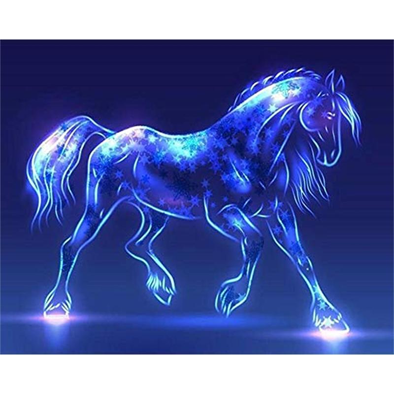 5D-Diamant-Kunst-Set zum Selbermachen, komplett, rund, Pferd, Diamant-Stickerei, Mosaik, Kreuzstich, Tier, Heimdekoration