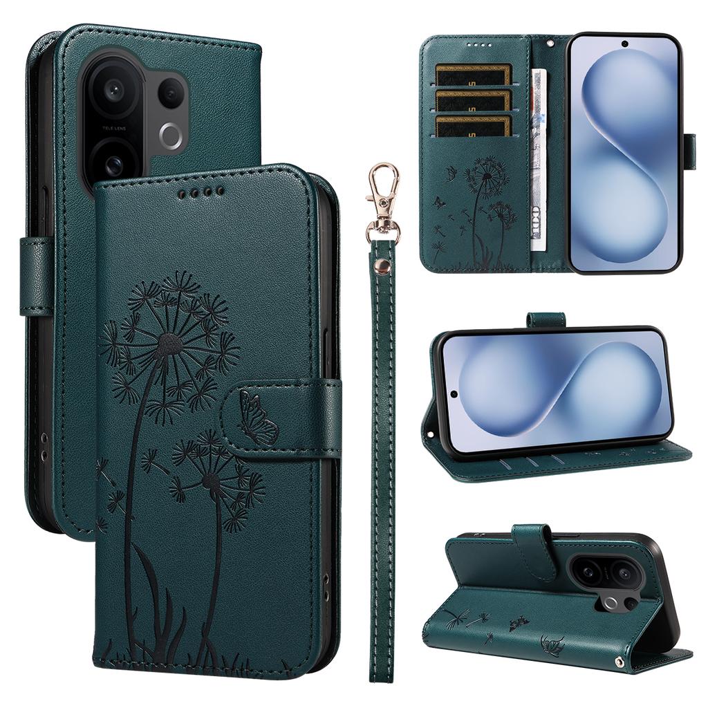 For vivo X200 FE 5G/vivo S30 Pro mini 5G Leather Wallet Case with Strap Dandelion Imprint Phone Stand Cover