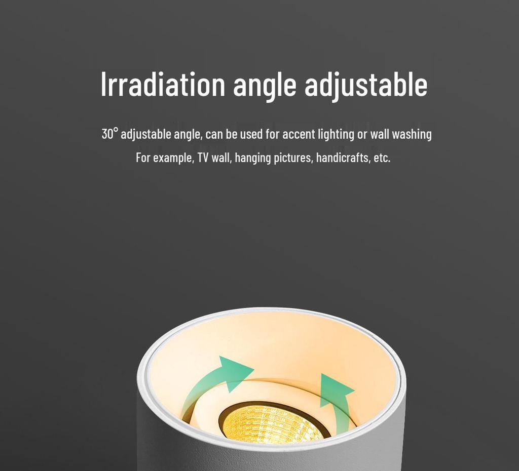 Compact Adjustable Angle LED Ceiling Spotlight for Bedrooms and Living Rooms