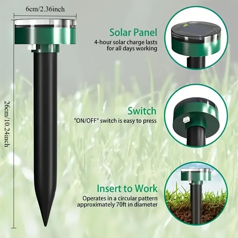 4 Rat Repellents Solar Rat Repellent Technology Repels Snakes, Moles and Gophers for Outdoor Lawns, Gardens and Farms