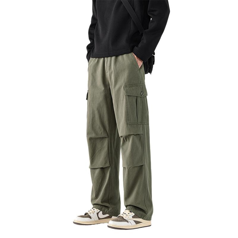 Mountain overalls men's spring and autumn pure cotton versatile American trendy casual pants loose straight large size trousers