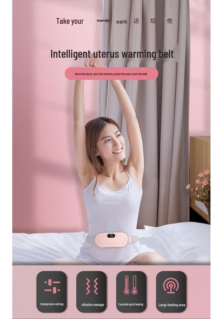 Electric Uterine Warmer & Massager Belt for Menstrual Relief with Vibration Heating, Lumbar Support, and Home Use.