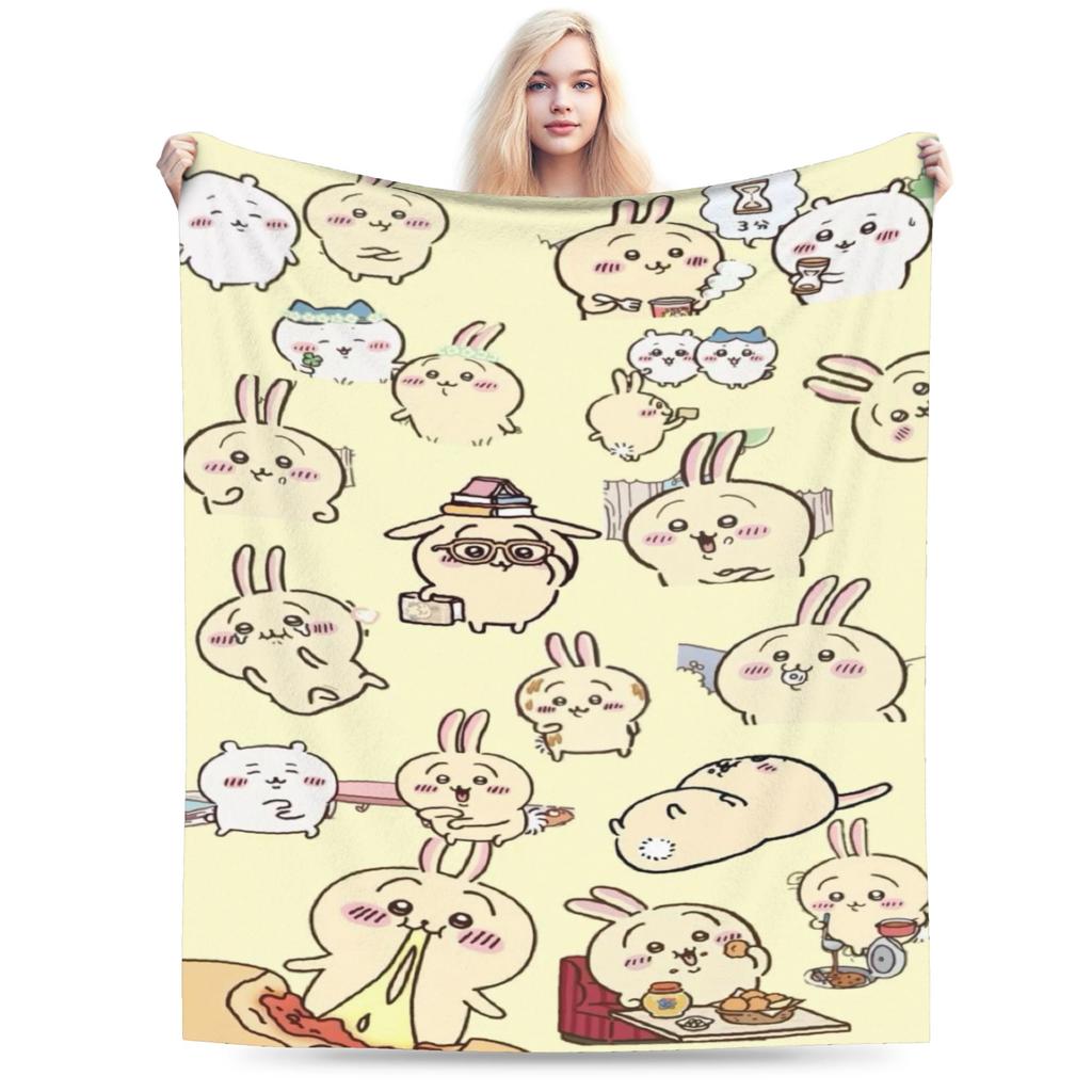 New Rakko Chiikawas cartoon Blankets Lightweight Thin Flannel Relax Throw Blanket Machine Washable
