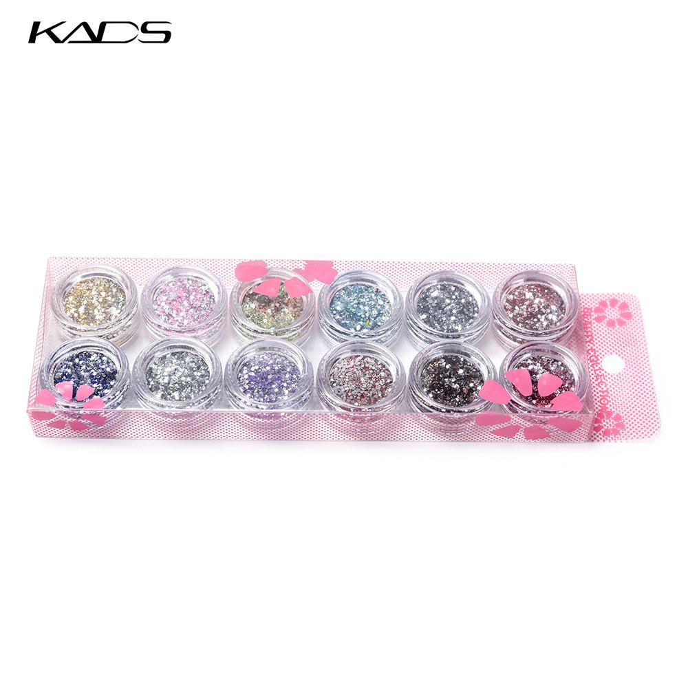 kads Nail Art Glitter Powder Glitter Dust Powder 12 Colors Nail Powder Chrome Pigment Powder Dust Nail Decoration