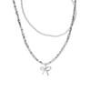 New bow necklace women's simple high-end sense retro double-layer stacked wear design sense imitation pearl collarbone chain