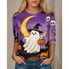 Autumn and Winter Ladies 3D Printed Crew Neck Long Sleeve T-Shirt Halloween Dress Up