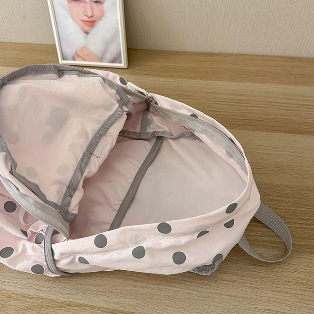 Minimalist Nylon Rucksack Embroidered Cat Student School Bag Cute Polka Dot Backpack  Gift