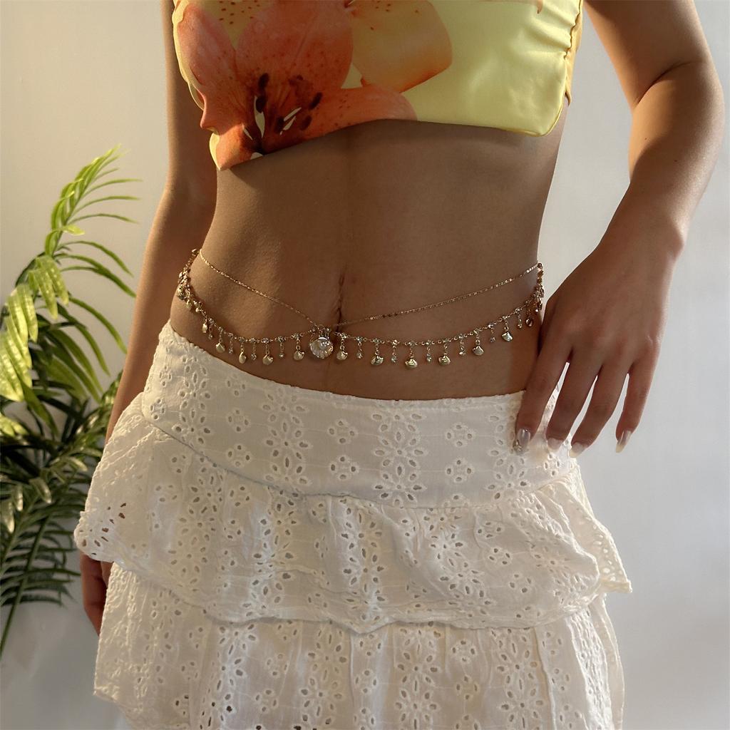 Women's Waist Chain Bohemian Resort Style New Shell Pearl Versatile Body Chain Summer Slim Waist Chain