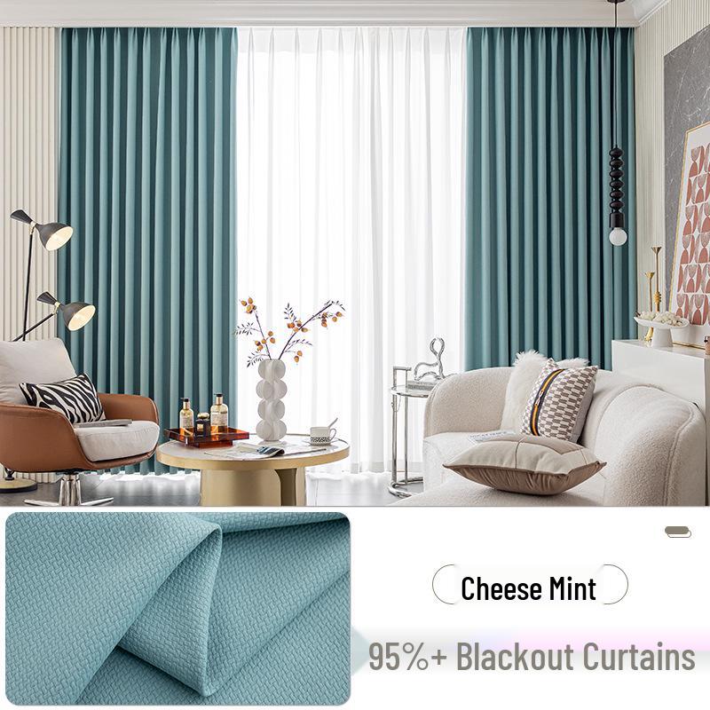 2025 Dual-Sided Blackout Curtains - Rice Grain & Pea Cotton for Living Room, Bedroom, Balcony