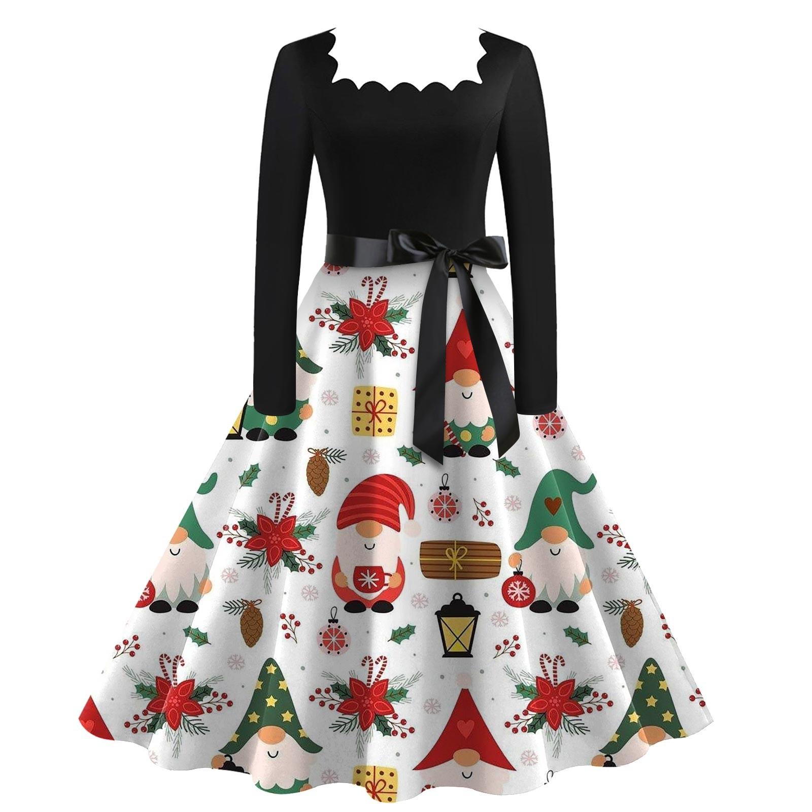 Женское повседневное модное винтажное платье с квадратным воротником и принтом XL белый — фото 8