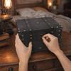 Large Decorative Treasure Chest Grey Wooden Jewelry Box Wooden Storage Box  Home Bedroom Decor