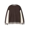 NODU Varsity Color Block Two-Way Round Zip-Up Knit Jacket [Brown]