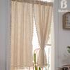 Feimao Baumwoll-Leinen Quasten Vorhänge: Schlafzimmer, Küche und Balkon Halbschattierung Kurzes Paar