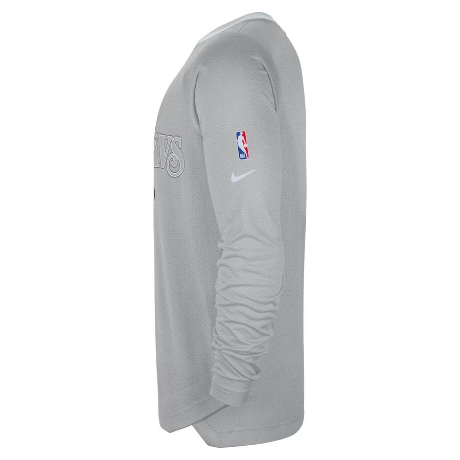 Nike X NBA Dallas Mavericks 2024/25 City Edition Pre-Game High-Performance Pullover Long Sleeve Basketball Shirt Men tops Silver FZ0089-007