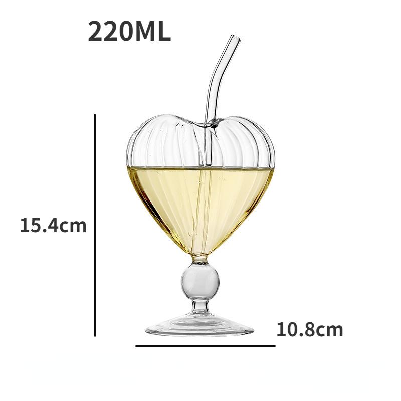 Kreative Herzförmige Tasse Strohhalm Glas Bar Mischglas Saft Getränk Cocktail Hohe Gläser