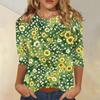 Women's Casual Floral Print Three Quarter Sleeve Round Neck Top Lightweight Comfortable Fit Versatile Everyday Wear