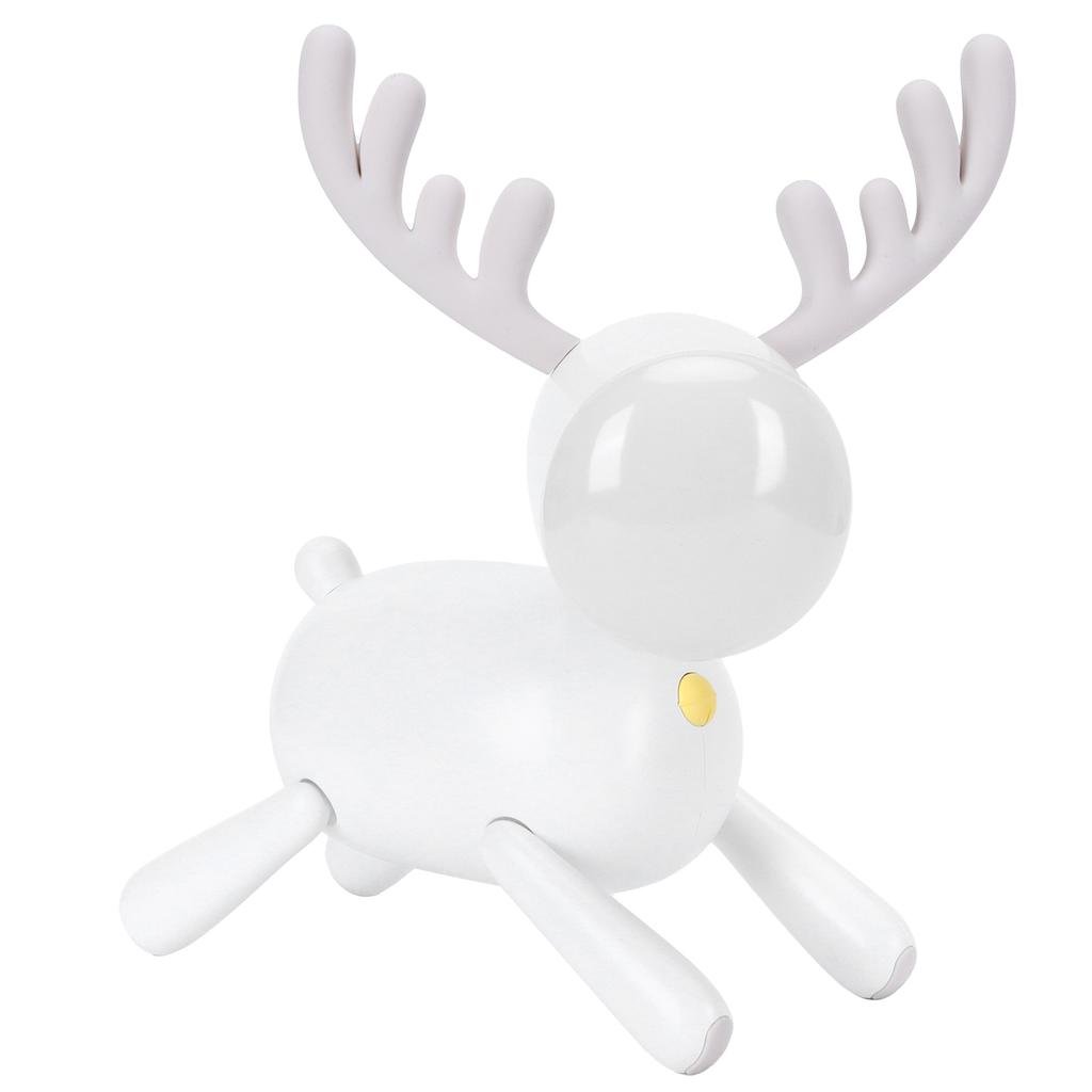 LED Night Light Cartoon Deer Shaped Table Lamp 1200mAh USB Charging Bedroom Decoration(White )