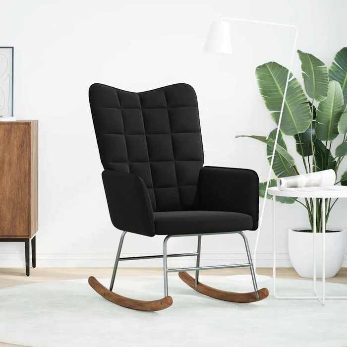 VidaXL Rocking Chair Black Velvet, Chair, Lounge Chair, Relaxation Chair, Chaise Longue, Lounge Seat, Chair 4016838