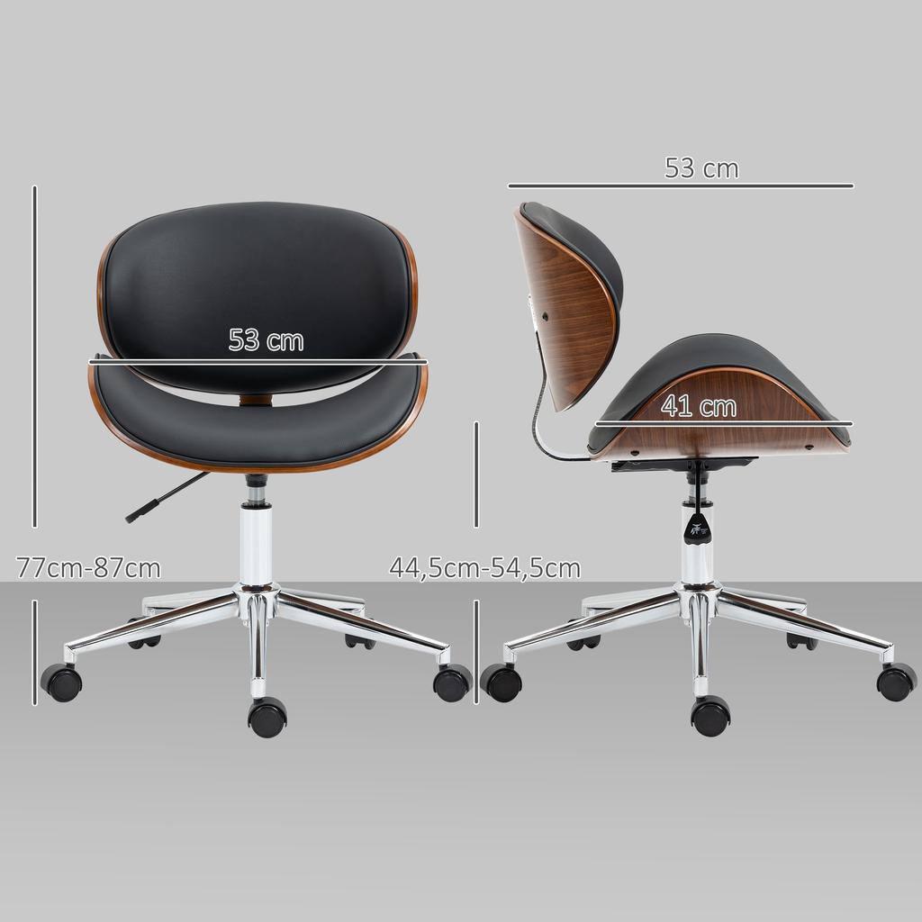 Vintage Design Office Chair Adjustable Height 360 Degree Swivel Poplar Wood Synthetic Coating 53 X 53 X 77 87 Cm