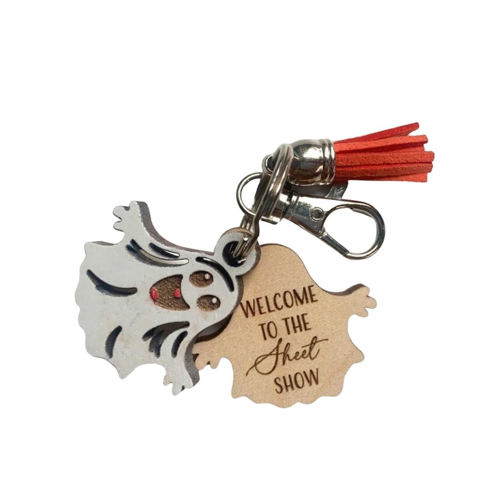 Halloween Wooden Keychain Pumpkin Haunted House Skeleton Keychain Bag Ornament