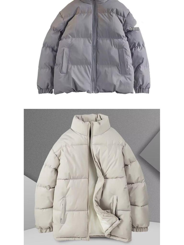 2025 Autumn/Winter Men's Ins Padded Cotton Jacket - Stand Collar, Warm, Versatile, Couple's Outerwear