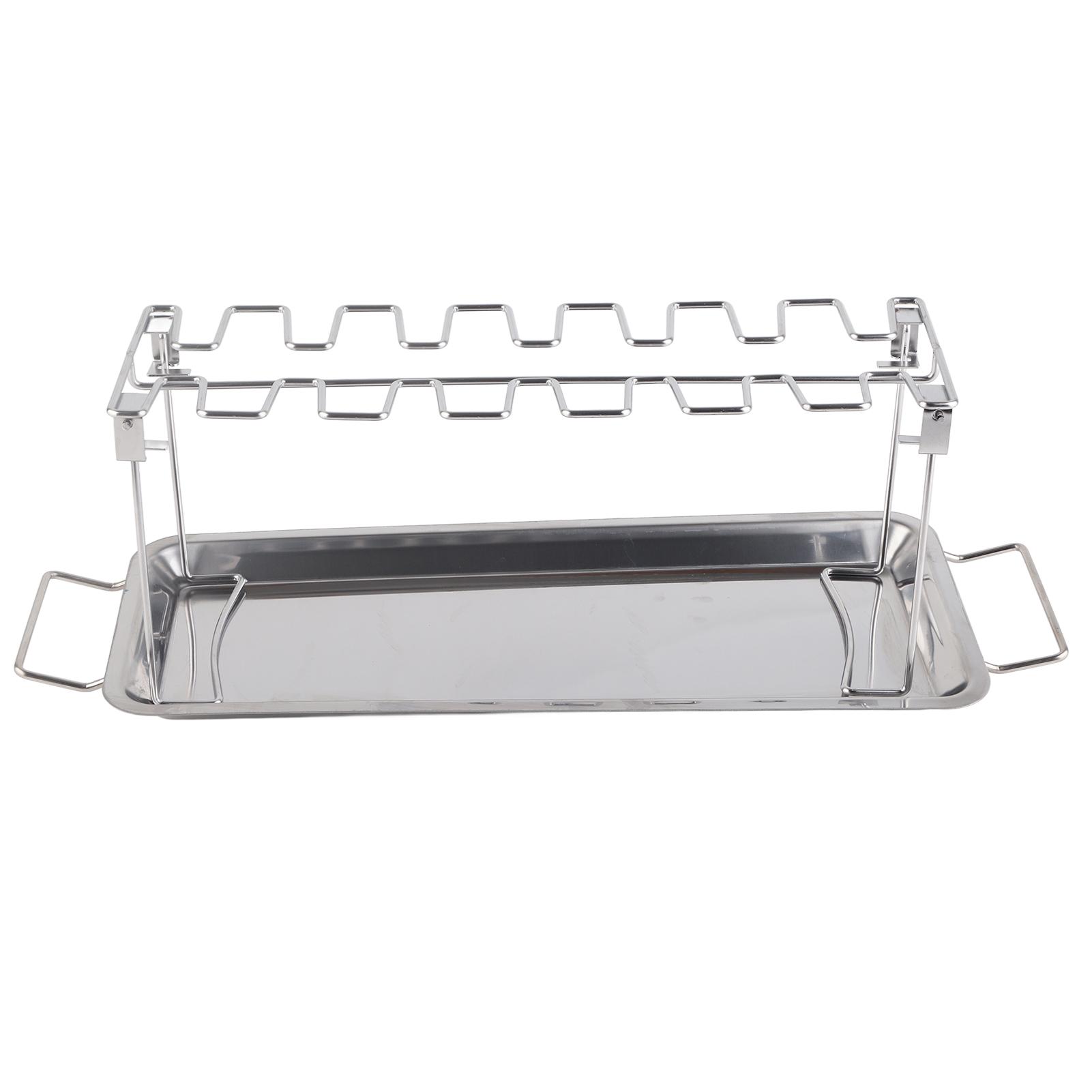 

Chicken Leg Grill Rack with Drip Pan Stainless Steel Roaster Stand Barbecue Accessory