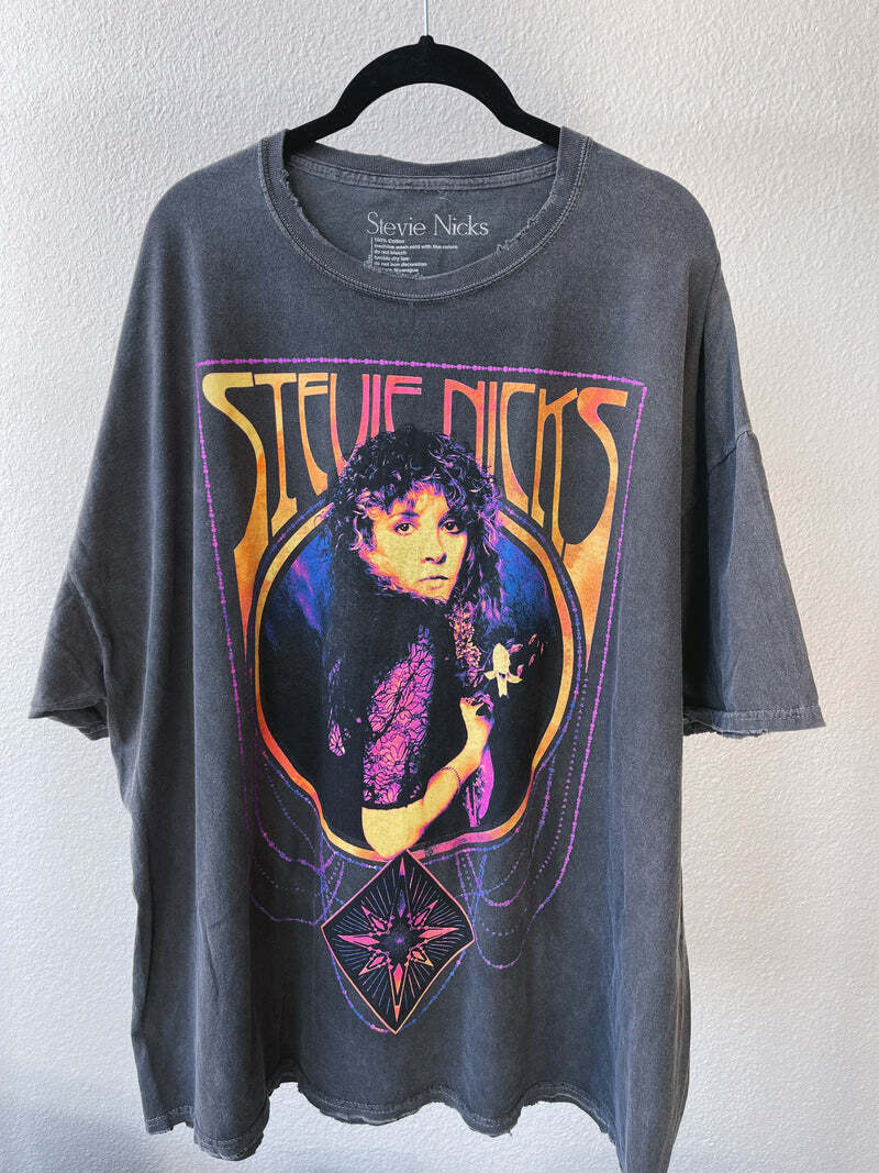 Stevie Nick Vintage Style Graphic Print Short Sleeve Charcoal T Shirt AHN02529 Unisex T-Shirt S