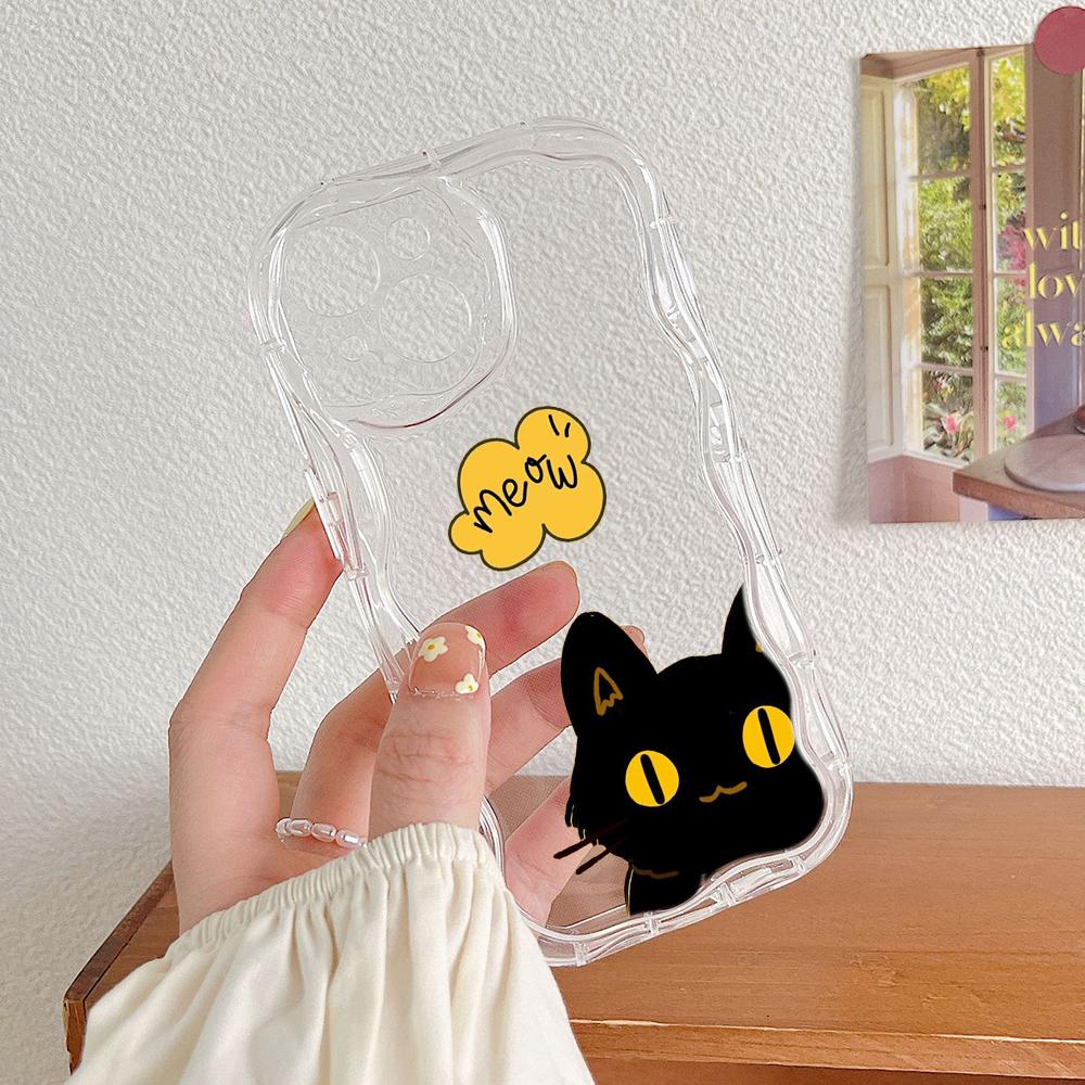 LZ9 мультяшный кот милый художественный дизайн прозрачные мягкие волнистые чехлы — фото 21