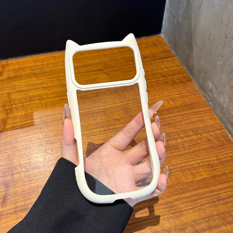 Ins Cute Cat Ear Tail for Magsafe Case For iPhone 17 16 13 12 Pro Max 14 15 Plus 11 17 Air Hard Transparent PC TPU Armor Cover