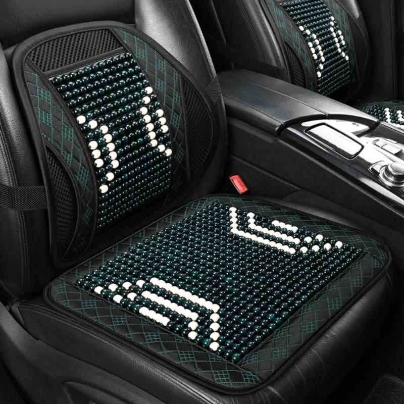 Universal Vehicle Chair Ventilated Cooling Seat Pad Cushion Beaded Comfort Seat Cover Lumbar Back Brace Support Cushion