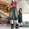 Plus Size Retro High-Waisted Cropped Wide-Leg Jeans for Women - Summer Versatile Loose-Fit Pants
