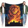 1pc Lion campfire party Digital Printed Design Pattern Blanket, All-Season Soft and Warm Throw, Ideal for Home Bedroom, School