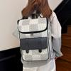 Schoolbag Backpack Men's Business Casual Large Capacity Backpack PU Plaid Casual Commuter Versatile Laptop Backpack