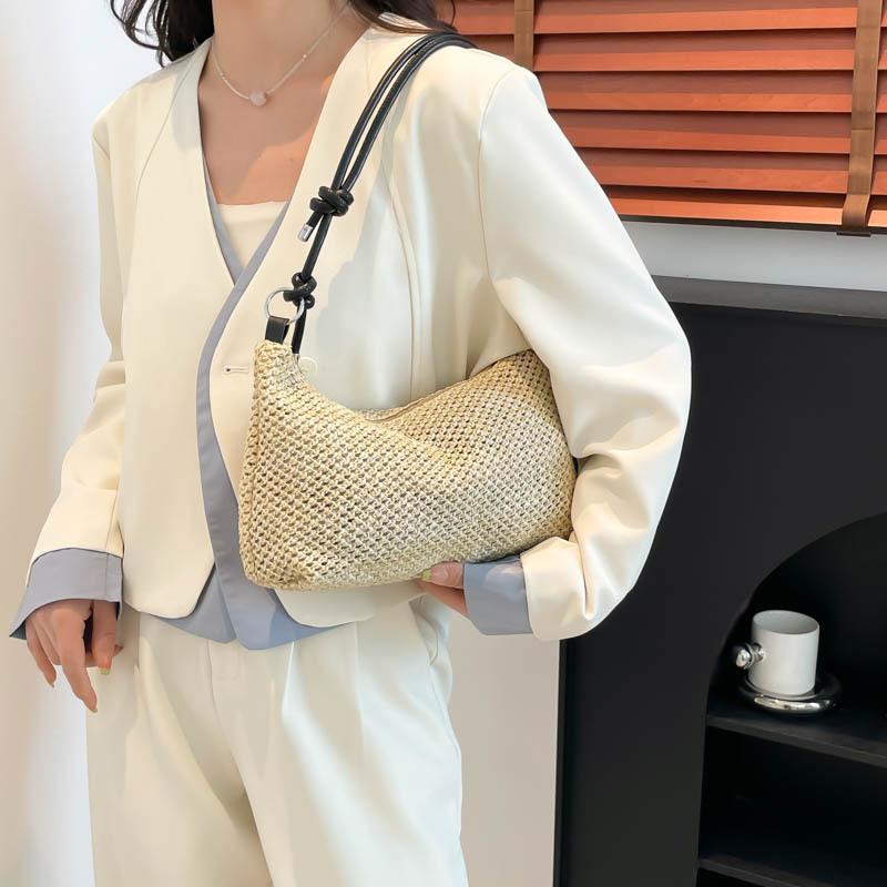 Fashion Large Capacity Woven Straw Tote Single Shoulder Underarm Bag For Women