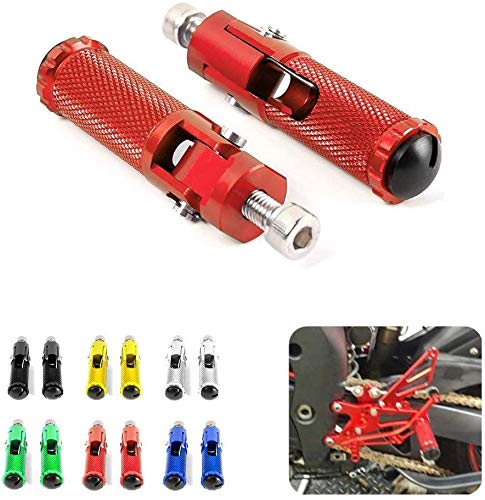 Szmsmy Motorcycle CNC Universal Footrests, Folding Foot Peg Rear Set (Red)