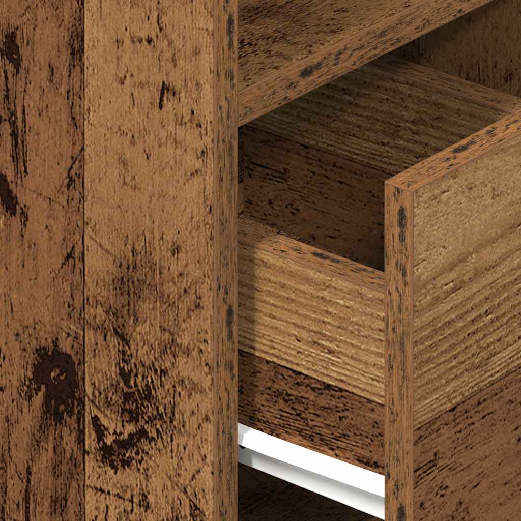 Nightstand with Drawer Rustic Wood Look 25 X 31 X 66 Cm