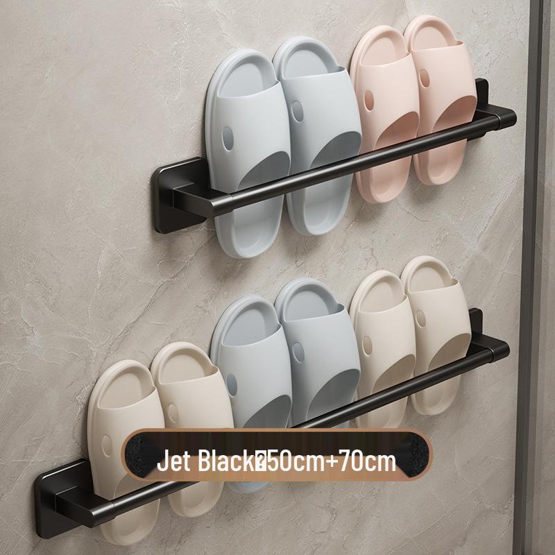 Punch-Free Wall-Mounted Bathroom Slipper Rack and Draining Storage Hanger