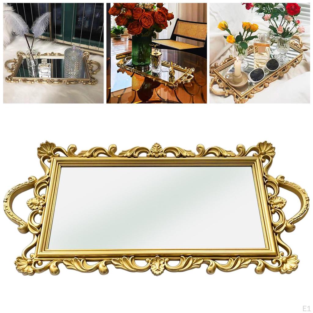 Decorative Mirror Tray Serving Platter Bread Vanity Tray, Platters for kitchen