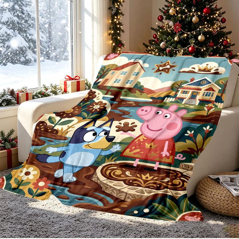 Peppa Pig Pattern Blanket for Home Decoration, Bed, Sofa, Car Travel, Camping, Suitable for All Seasons, Birthday Christmas Gift