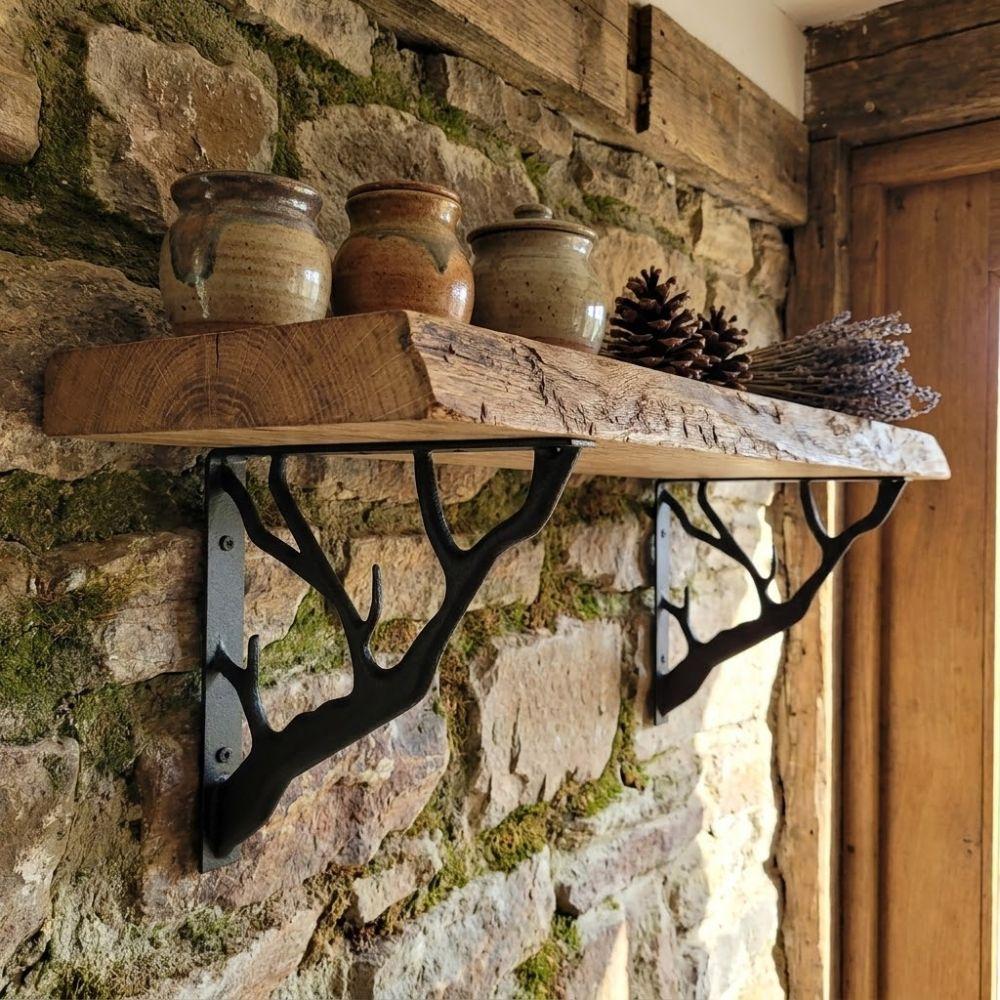 2Pcs Cast Iron Metal Shelf Brackets Tree Shaped Decorative Shelf Bracket  Home Decor
