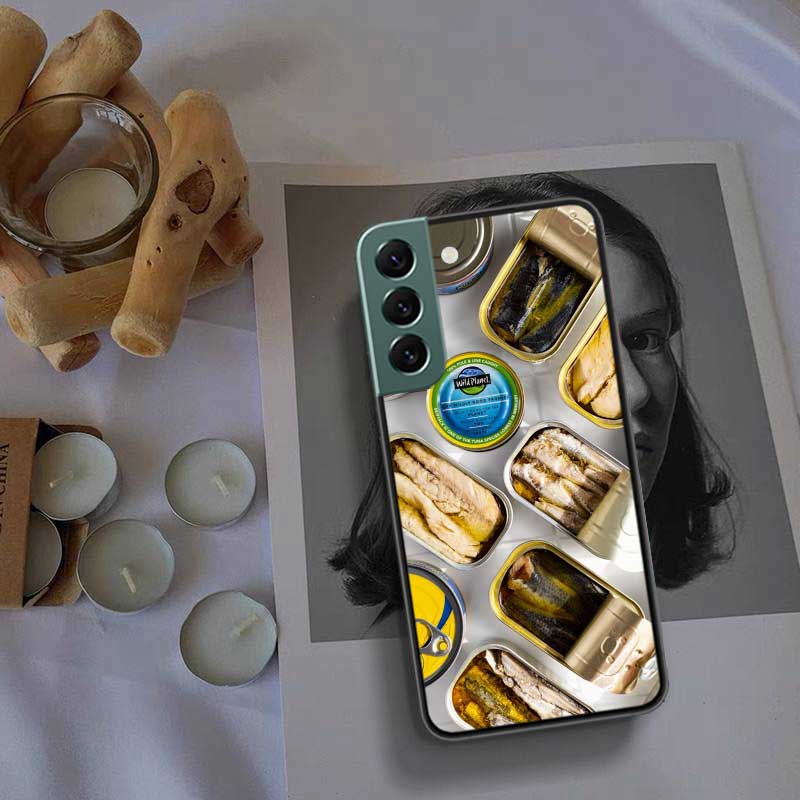 Sardines Canned Phone Case For Samsung Galaxy S22 S25 Ultra S21 S10 Plus S26 Edge S20 S23 S24 FE Cover Silicone Soft TPU Cle